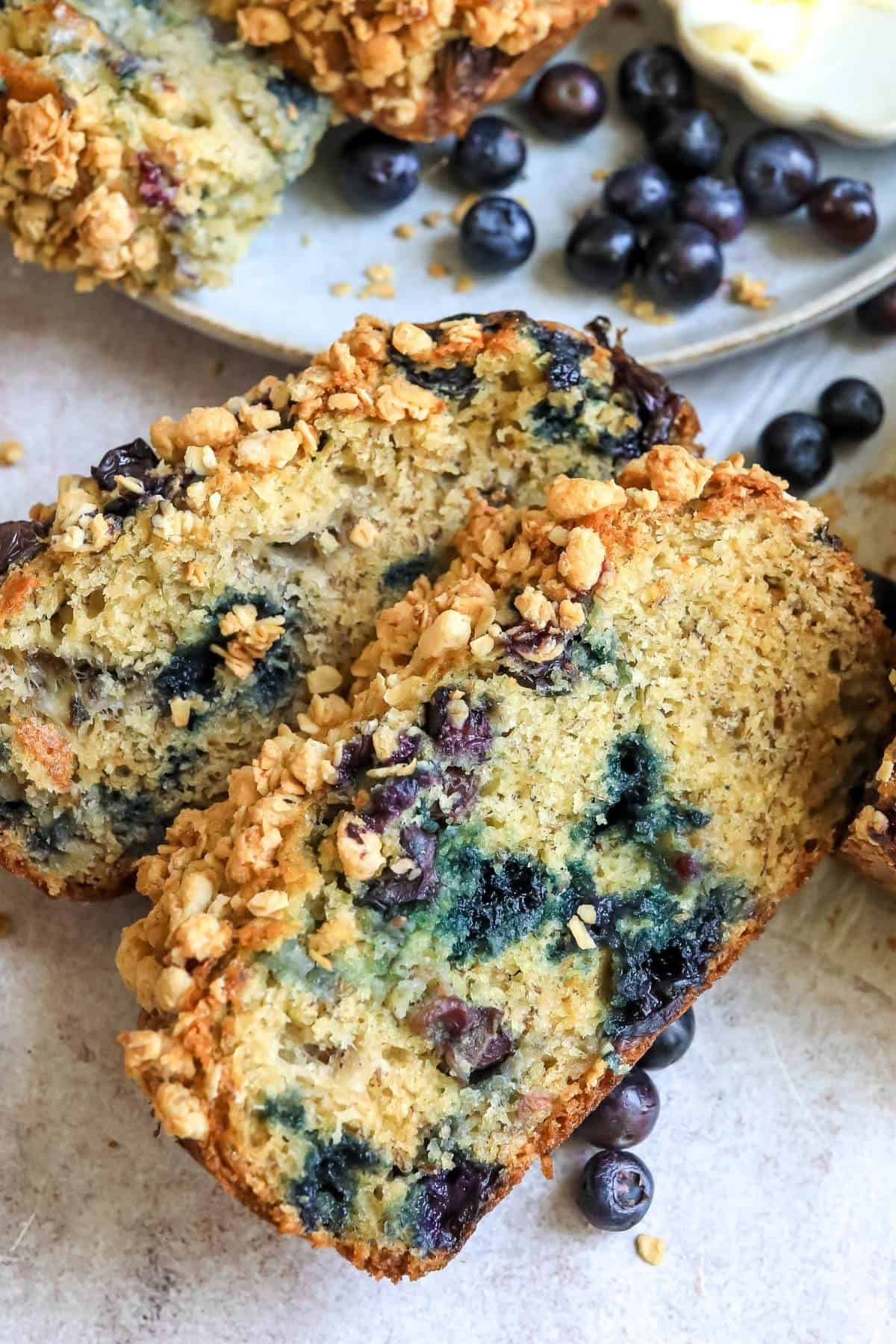 Banana Blueberry Nut Bread up close.