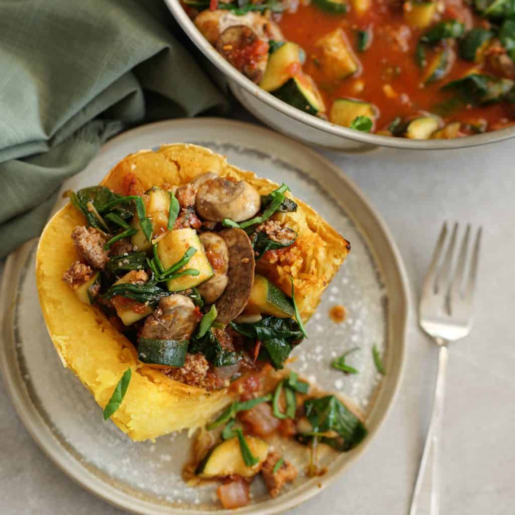 spaghetti squash with turkey meat sauce