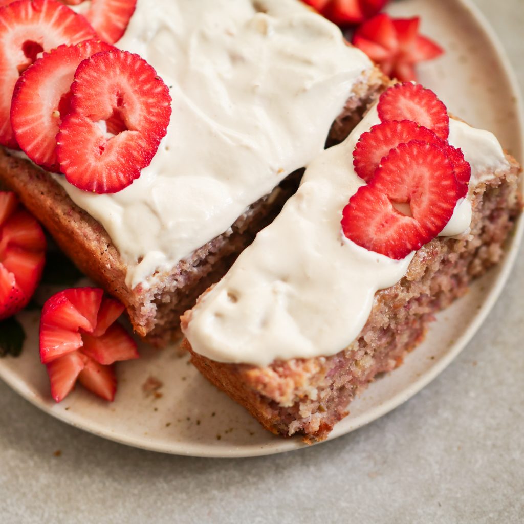 Easy Strawberry Bread With Cashew Frosting