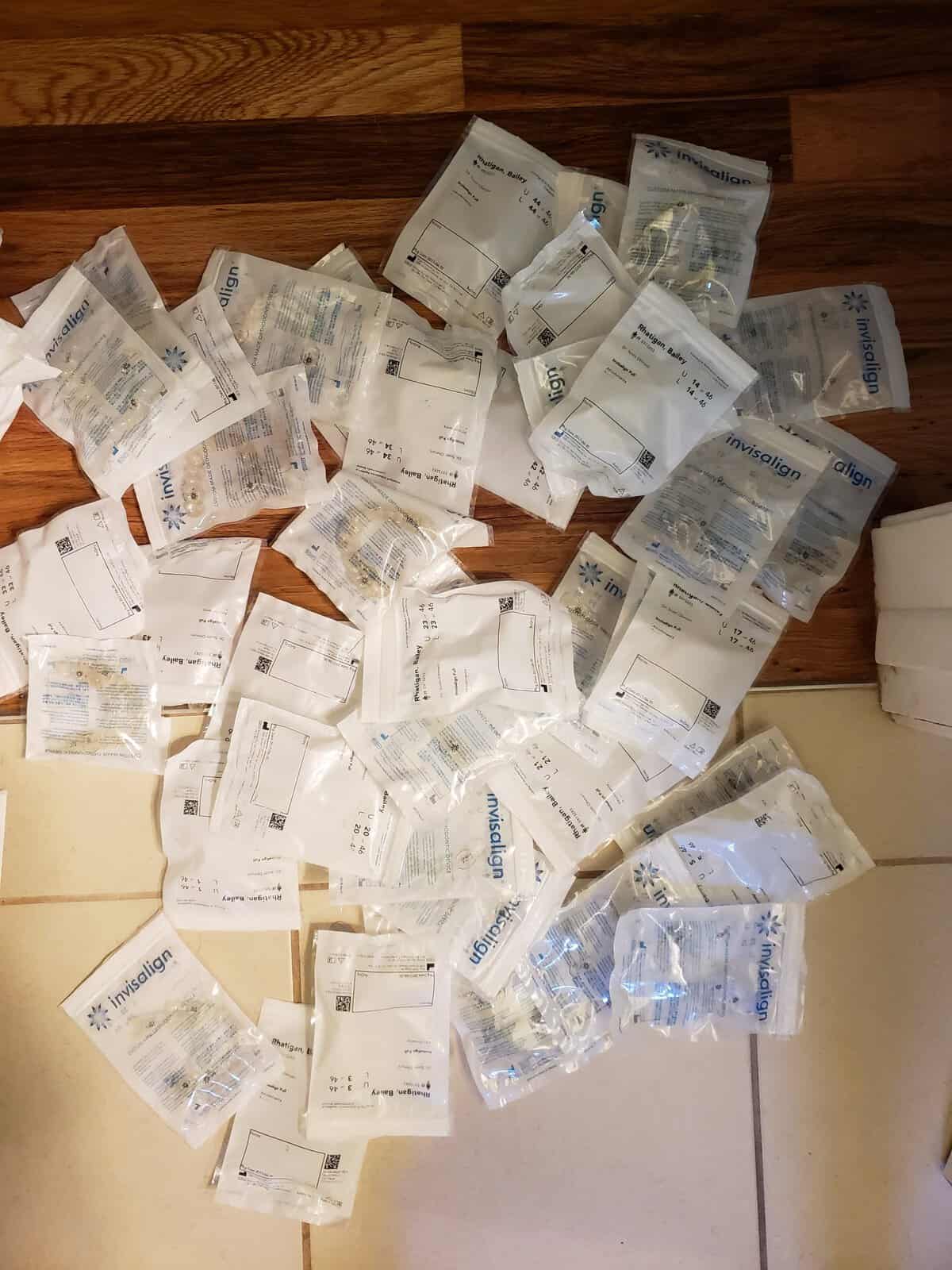 This is what 46 trays of Invisalign looks like! I went to the Orthodontist every 6 weeks to pick up my new stash - really wasteful as far as plastic goes. It didn’t cross my mind until a few weeks in that the trays are not environmentally friendly but I have to pick my battles.