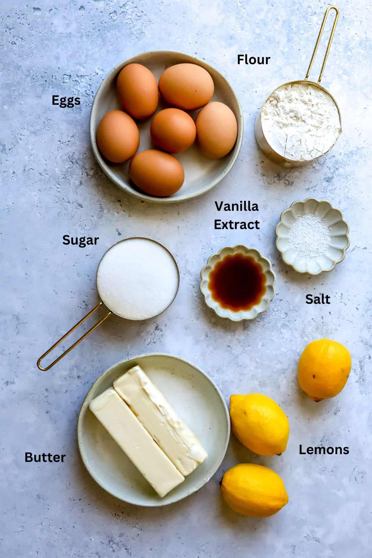 Ingredients needed to make the recipe on a countertop.