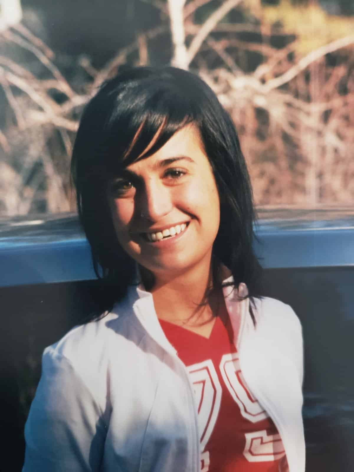 Me after the car wreck with my very small ”Chiclet” looking tooth that BEFORE I got my veneers and permanent teeth in. I was only 16 or 17 in this photo and I remember being so embarrassed by my smile- This is a RARE photo of me showing teeth after the accident.