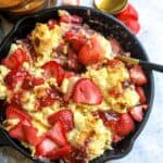 black skillet with strawberry.