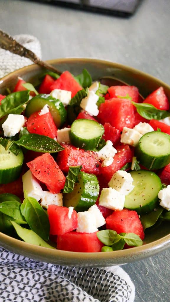 5 Minute Watermelon Feta Salad vertical image 