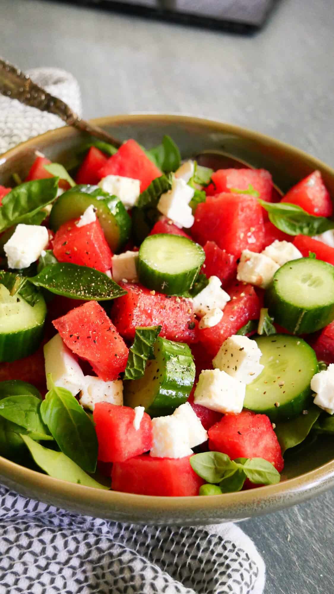 5 Minute Watermelon Feta Salad - Sailor Bailey