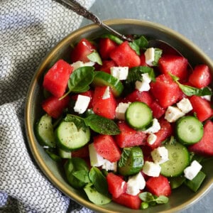 5 minute watermelon and feta salad