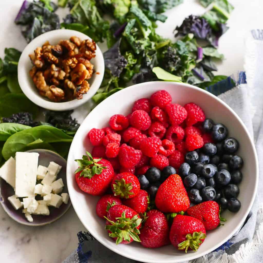 ingredients for Berry Salad With Raspberry Vinaigrette