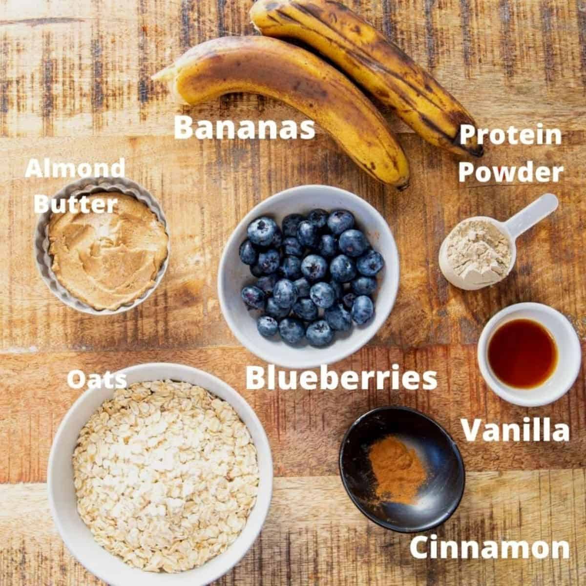 Ingredients for blueberry breakfast cookies. 