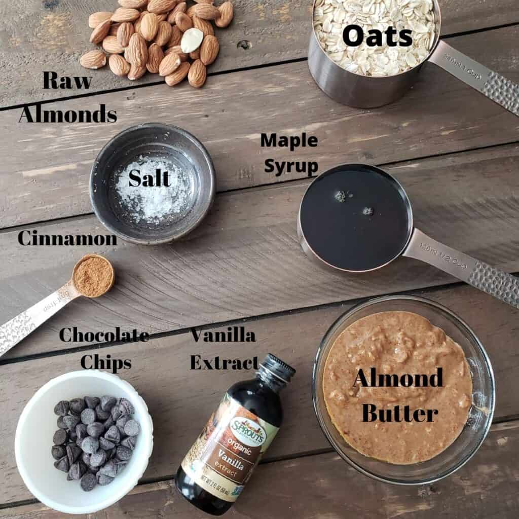 All ingredients needed for granola bars. 