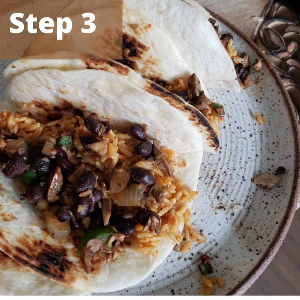 step 3 for mushroom tacos. 