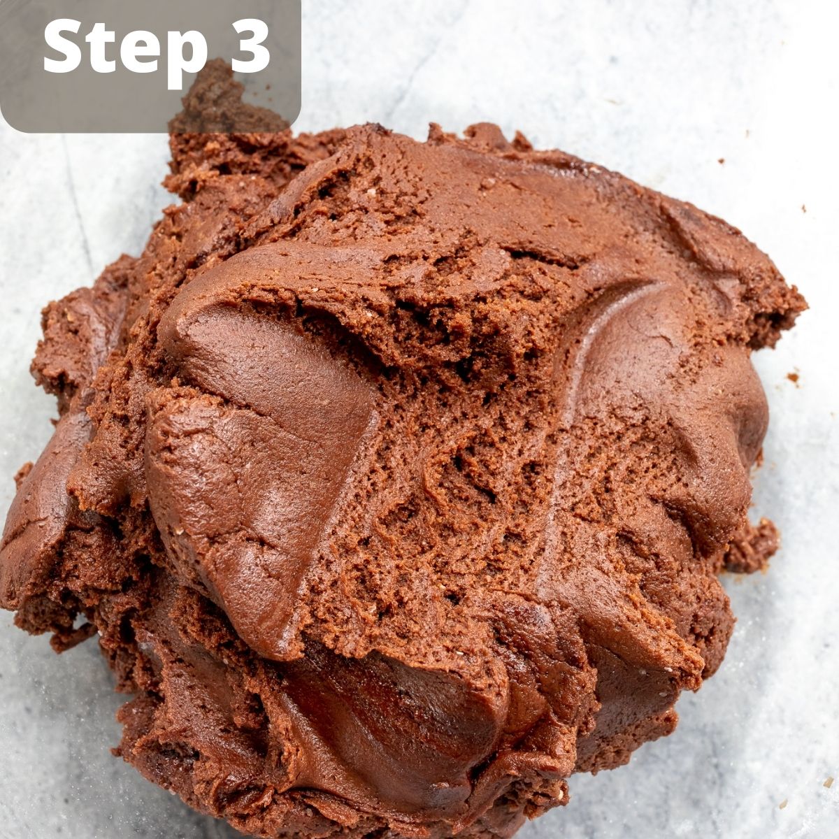 step three to make brownie crinkle cookies. 