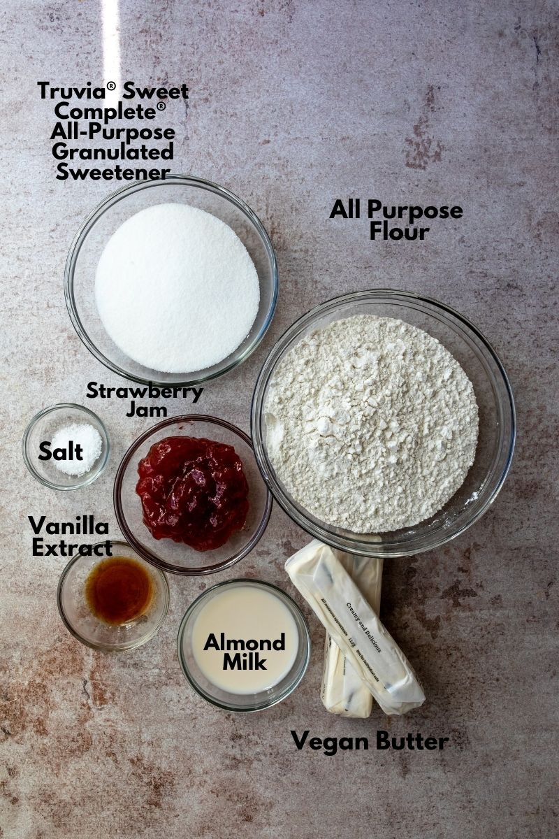Ingredients for Vegan Thumbprint Cookies.