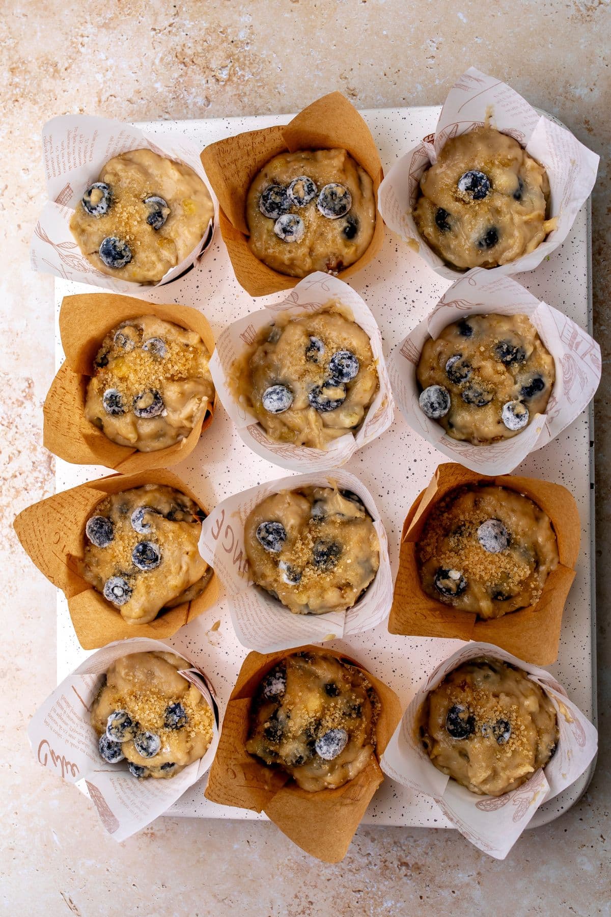 Steps to make these muffins in a muffin tin.