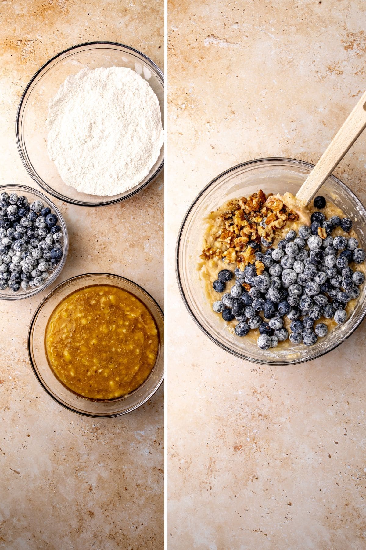 steps to make these muffins in glass blows.