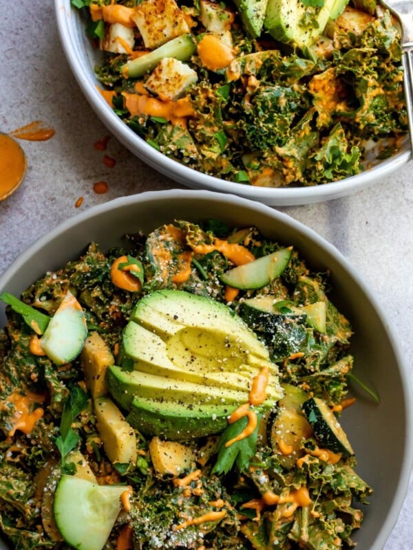 Kale Salad With Roasted Red Pepper Dressing
