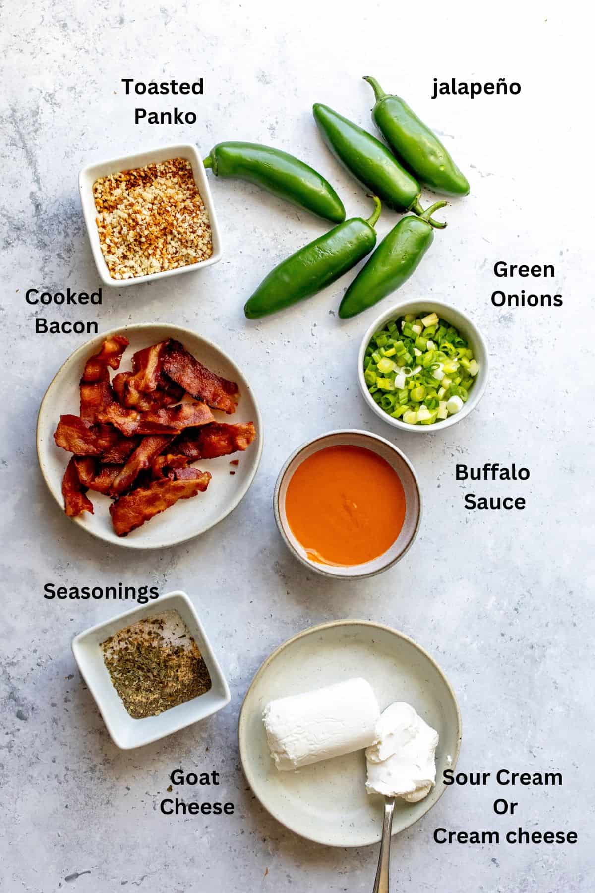Ingredients to make this recipe on a counter in small bowls.