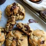 Levain Cookies on a cooking sheet.