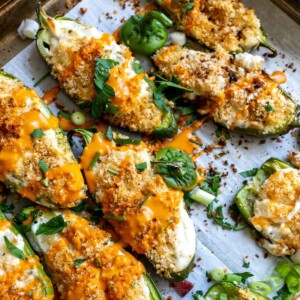 Oven Baked Jalapeño Poppers on parchment paper.