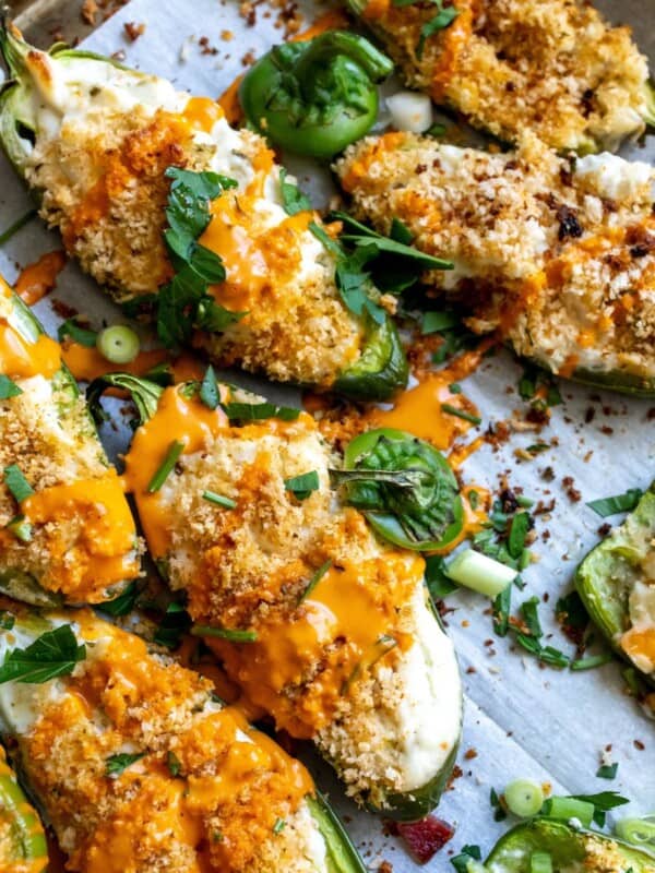 Oven Baked Jalapeño Poppers on parchment paper.