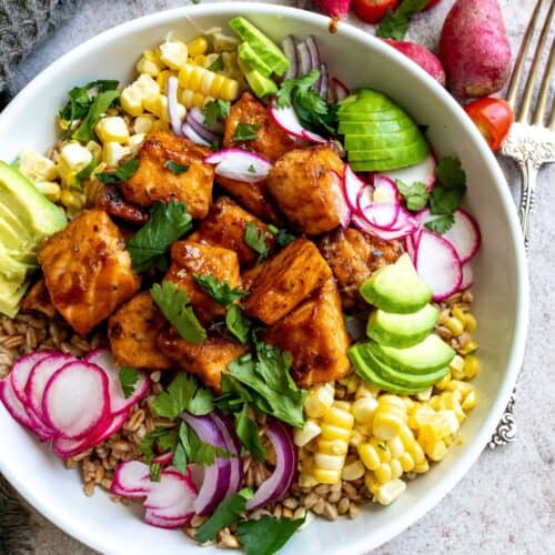 Baked BBQ Salmon Bowls
