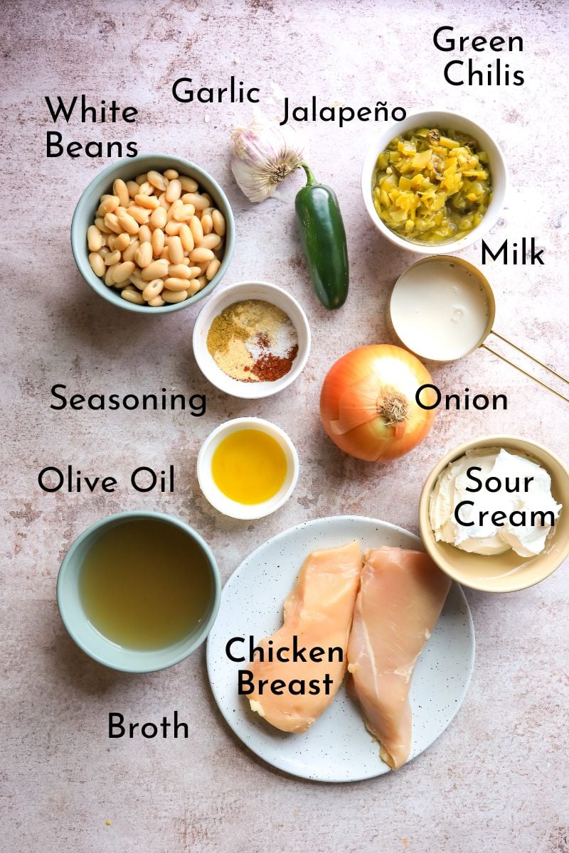 Ingredients needed on a counter in small bowls. 