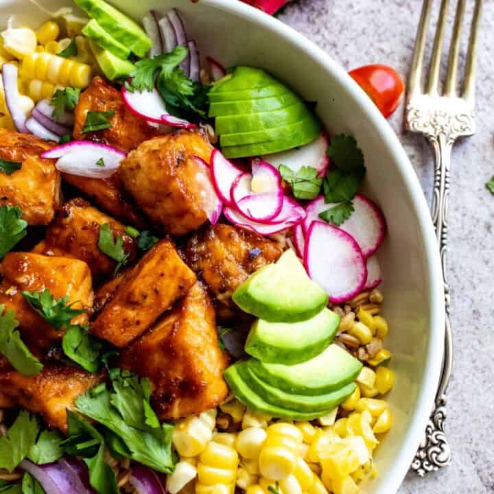 Baked BBQ Salmon Bowls