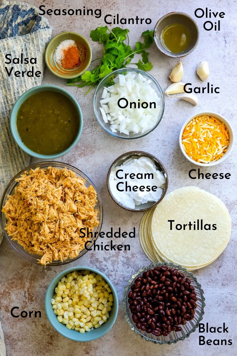 Crispy Chicken Taco ingredients  on a counter. 