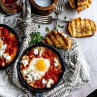 Shakshuka With Feta is an easy, extremely delicious breakfast. Made with roasted red peppers, seasoning tomato and tangy feta.