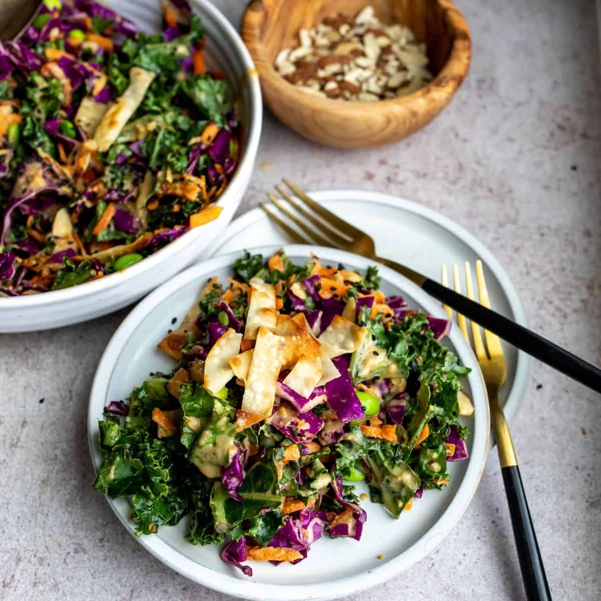 Asian Cabbage Salad with Peanut Dressing –