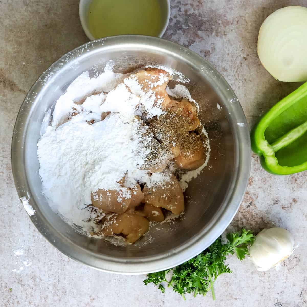 Bento – panfried salt and pepper chicken with salad