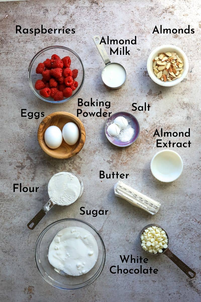 Ingredients for this recipe on a counter in small bowls. 