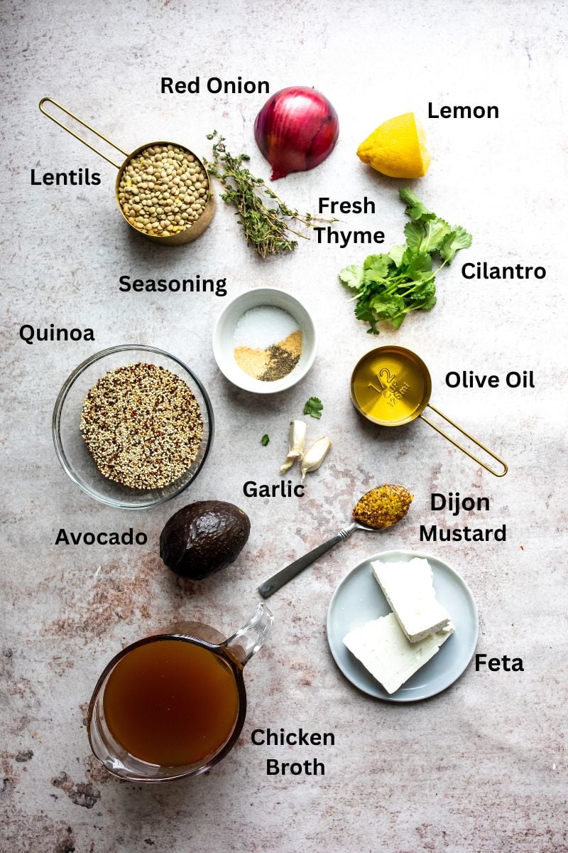 Ingredients needed for the recipe in small bowls and on plates. 