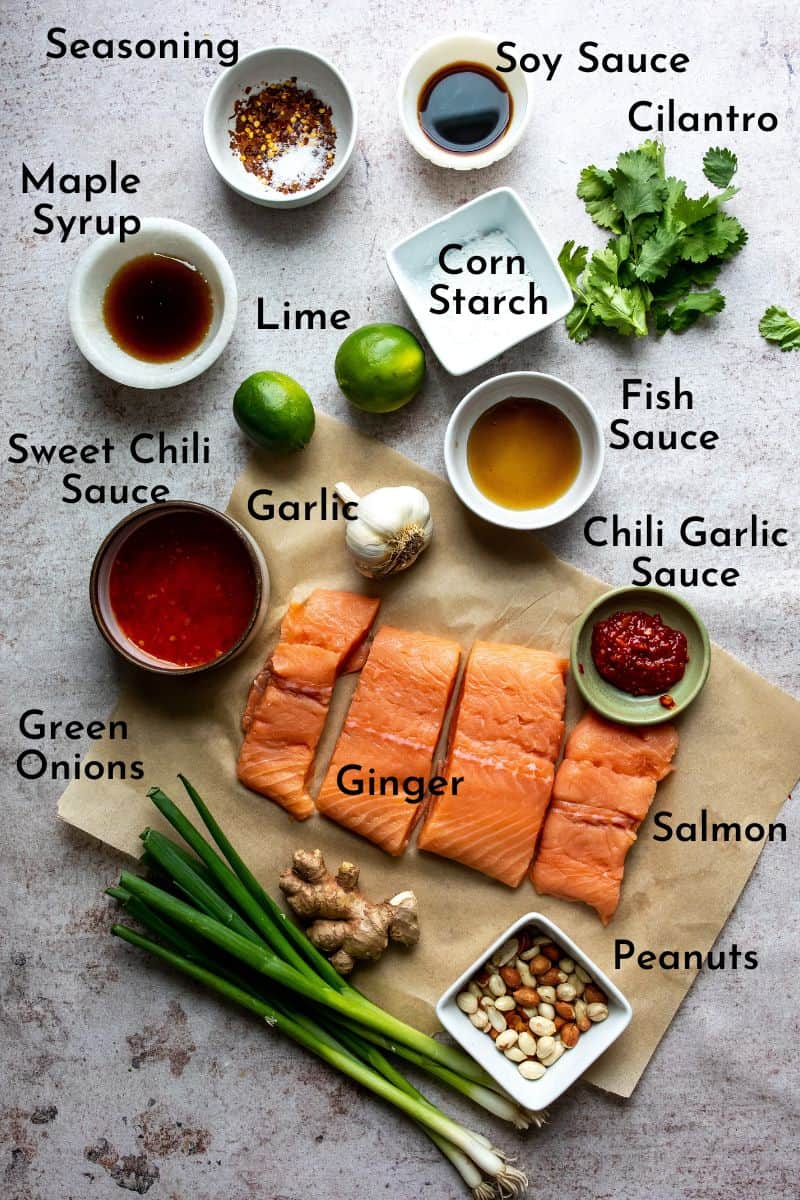 Ingredients needed to make this recipe all on a counter in small bowls. 