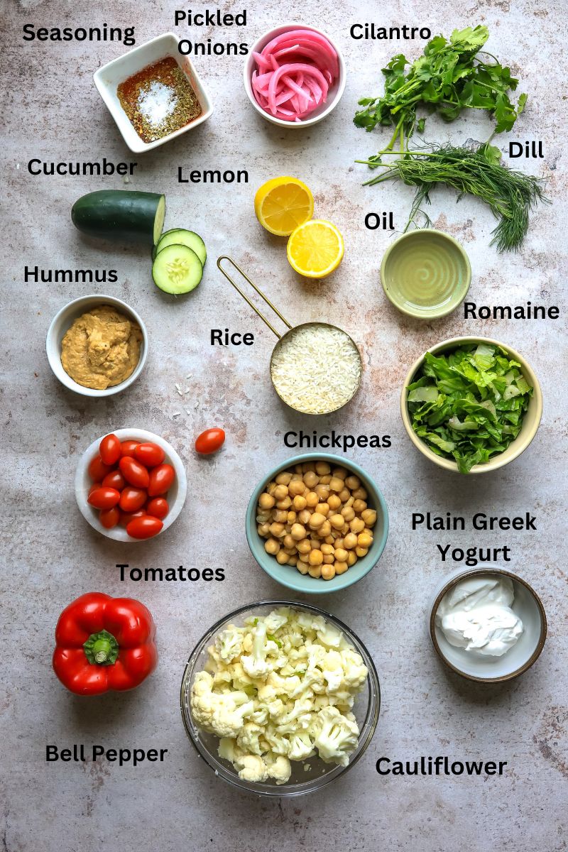 Ingredients needed to make vegan Shawarma.