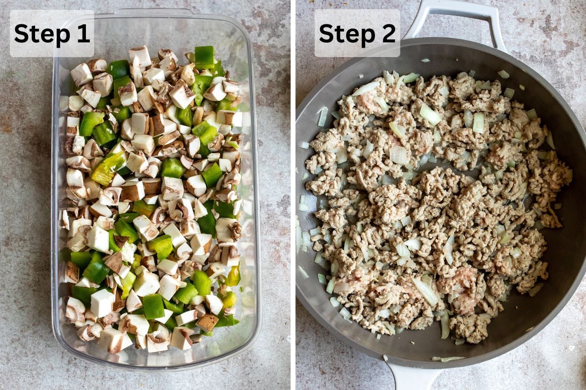 Steps to make this recipe in a skillet with ground turkey.