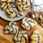 Pastries with Nutella swirled in them on a plate.