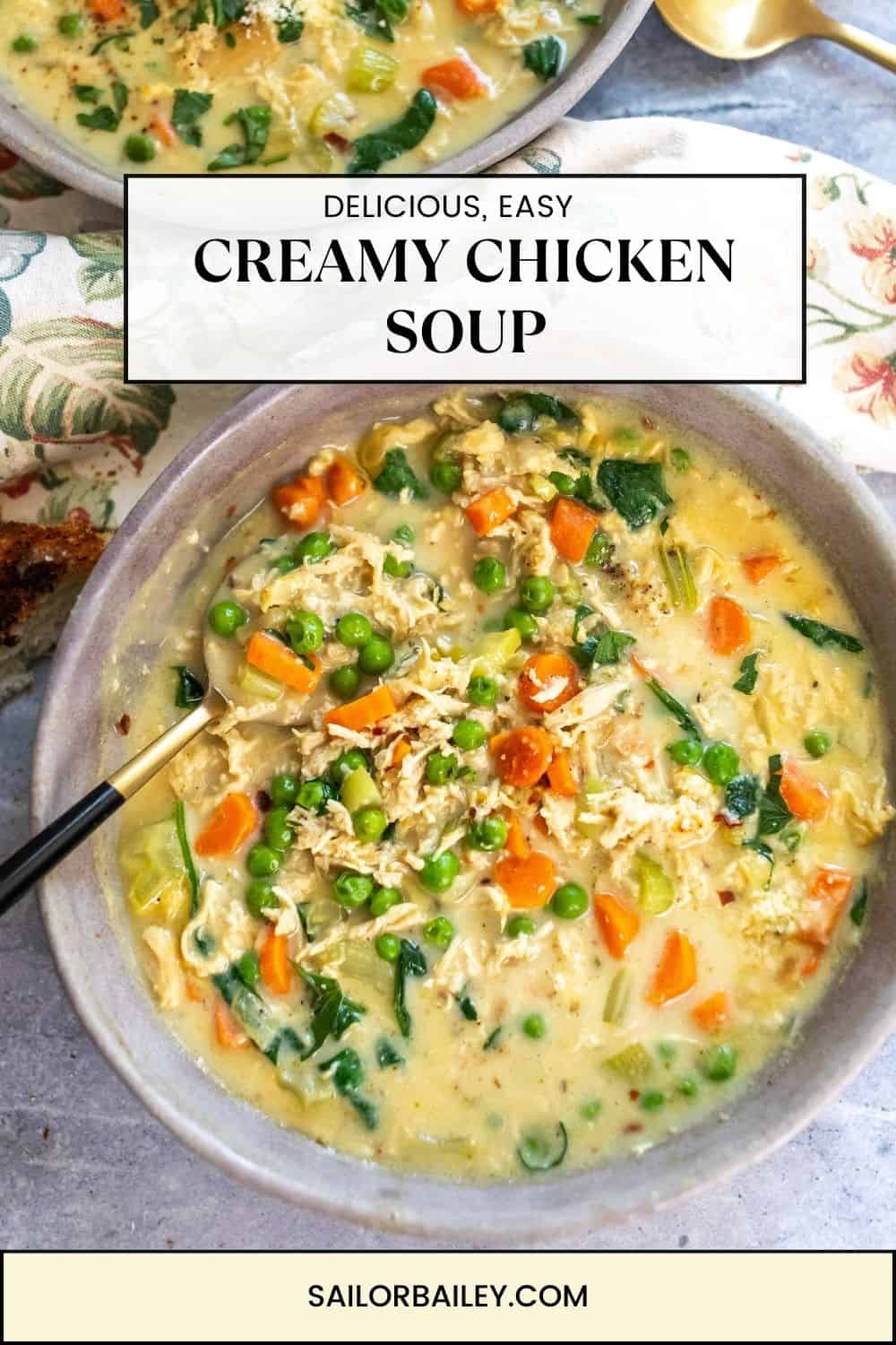 Creamy Chicken Veggie Soup - Sailor Bailey