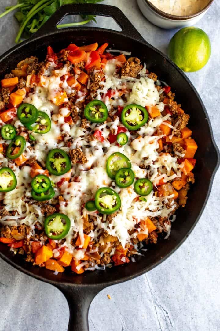 Ground Beef & Sweet Potato Southwest Skillet - Sailor Bailey