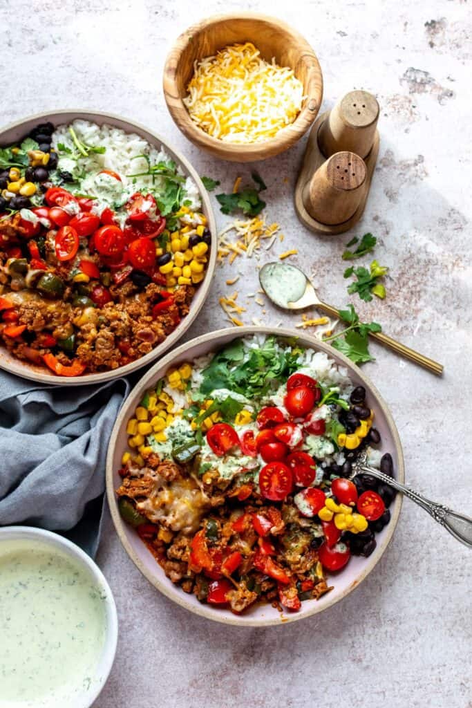Ground Beef Burrito Bowls - Sailor Bailey