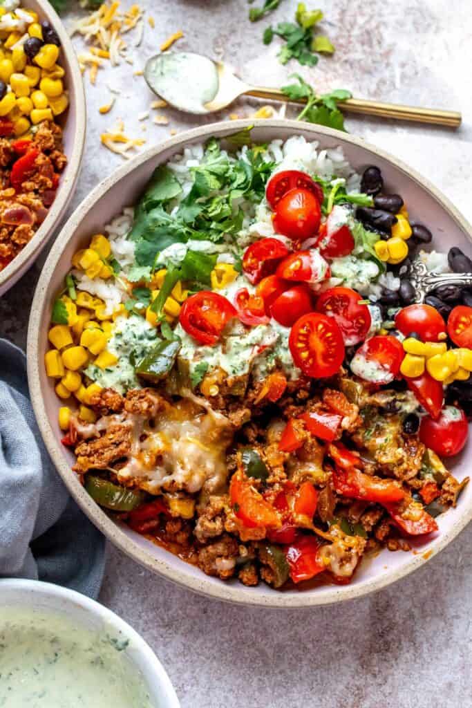 Ground Beef Burrito Bowls - Sailor Bailey