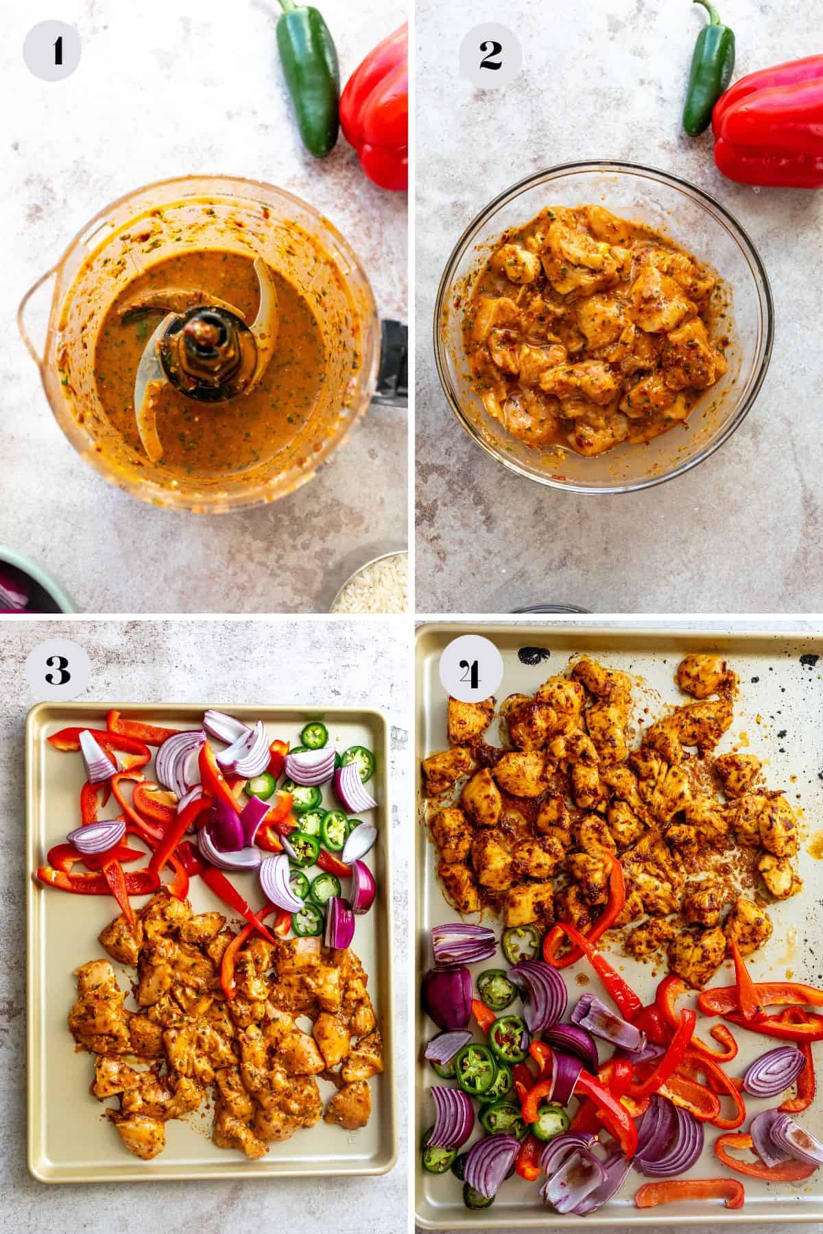 Steps to make this recipe in a small blender. Chicken on a baking sheet. 