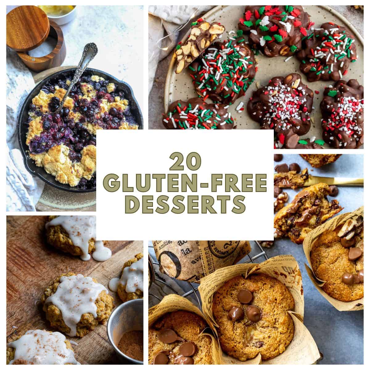 A collage of gluten free desserts.