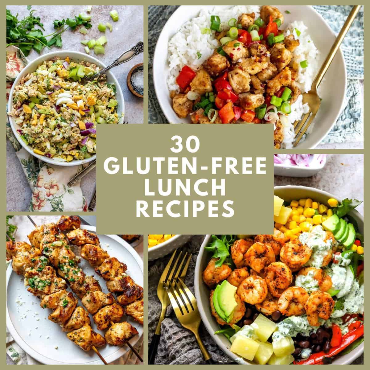 A collage featuring gluten free lunch recipes.
