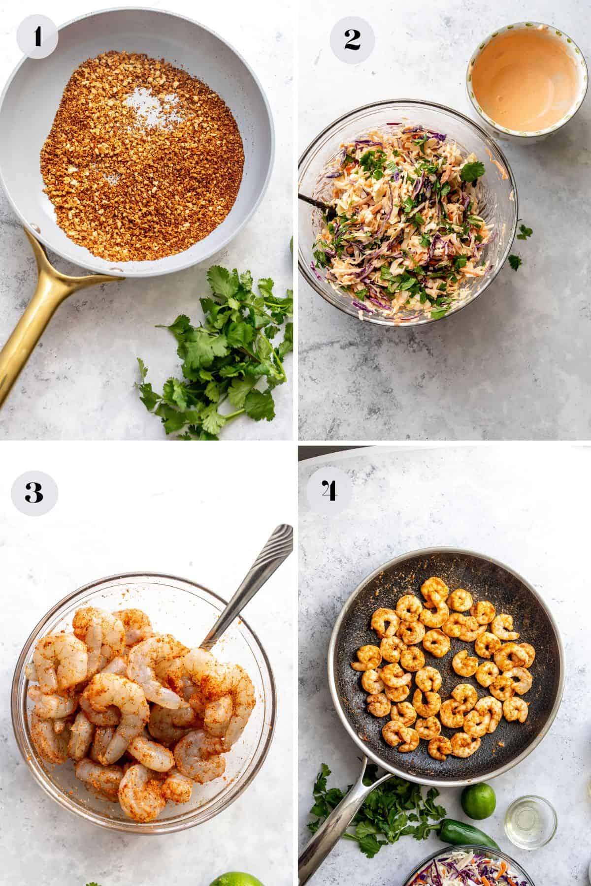 Steps to make this recipe in glass bowls and on a pan.