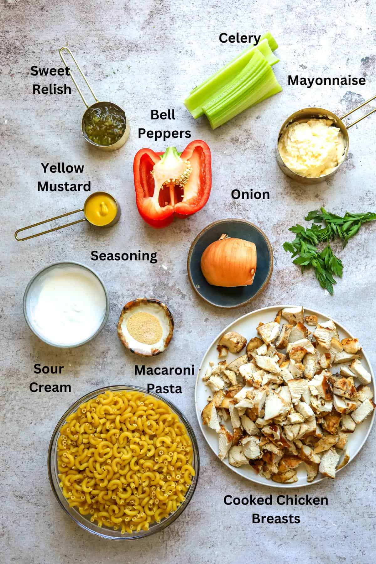 Overhead photo of measuring ups and ingredients to make the recipe. 