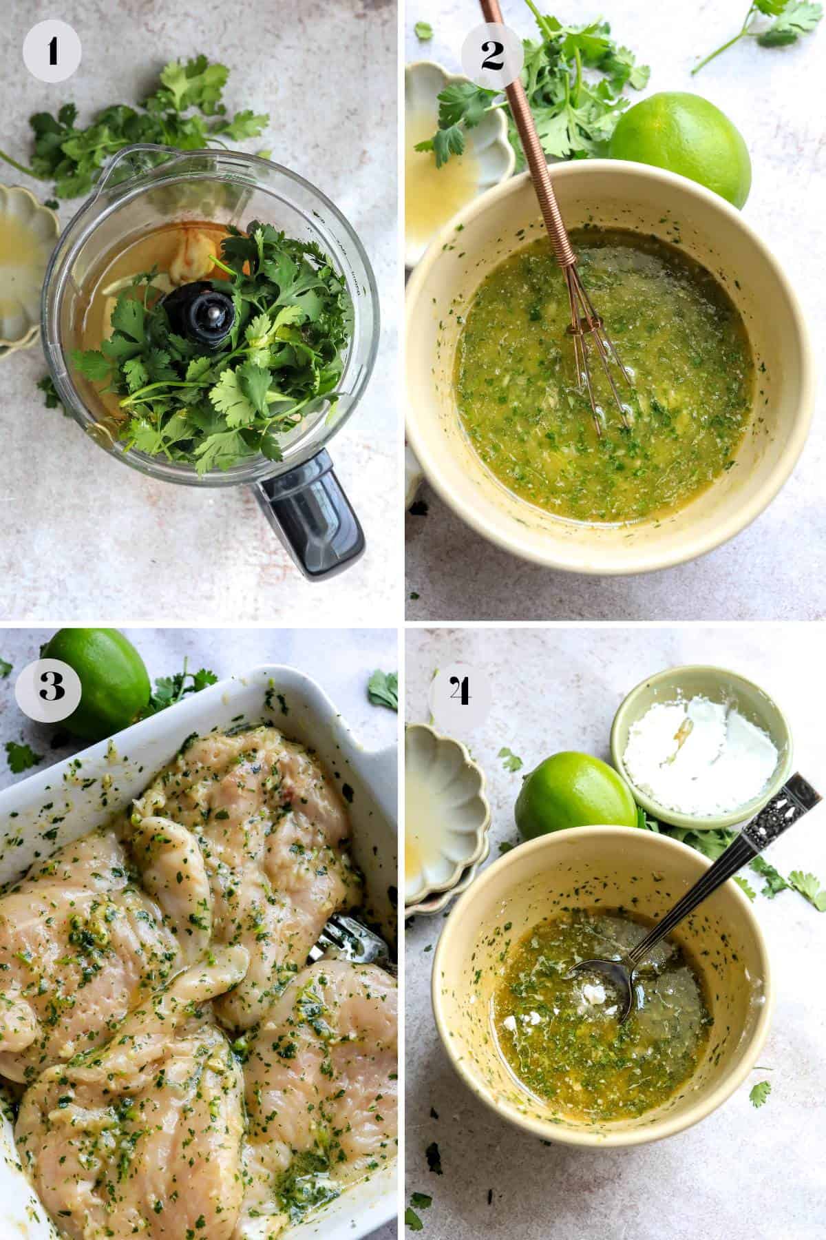 Small food processor and bowls showing how to make the recipe. 