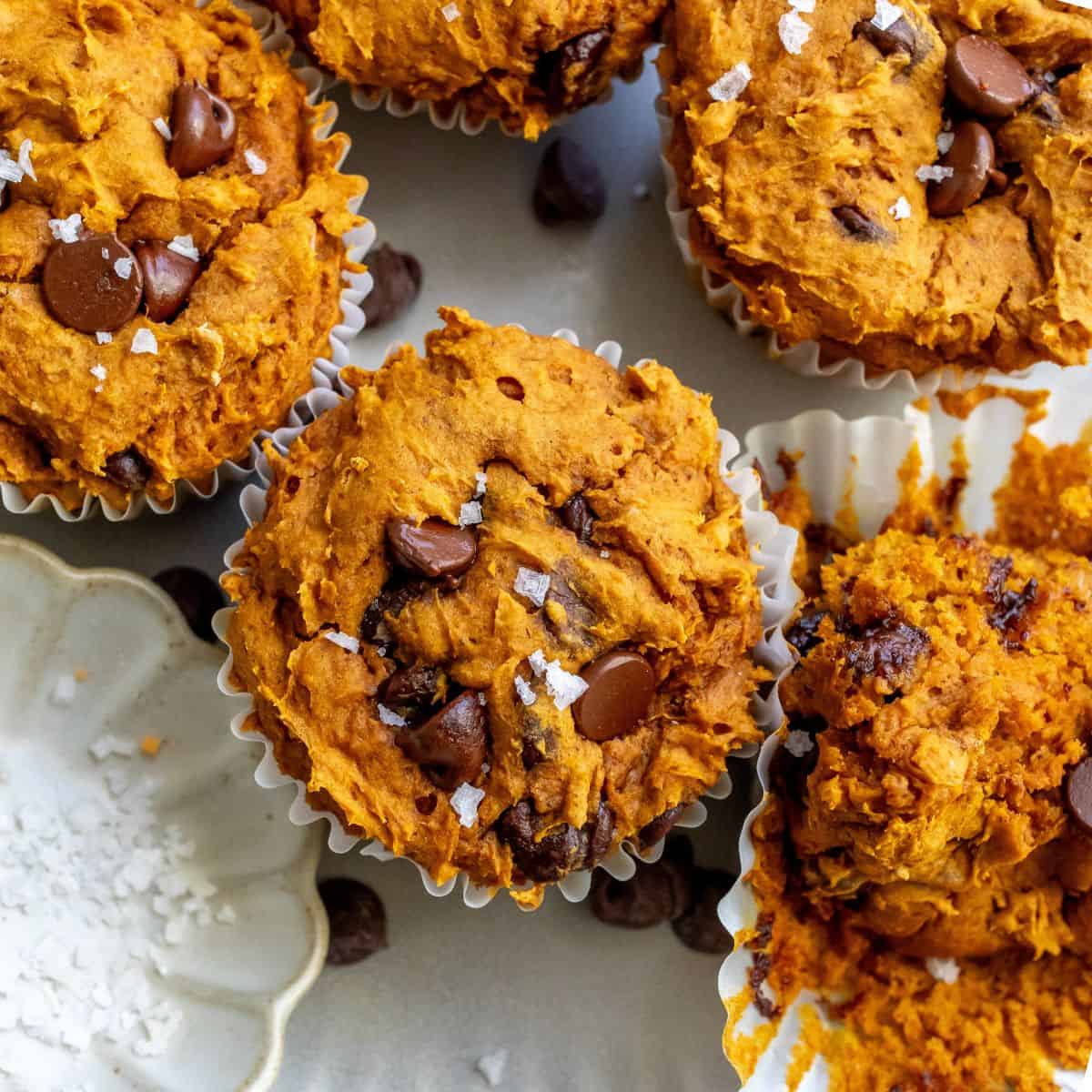 3 Ingredient Pumpkin Muffins on a plate.