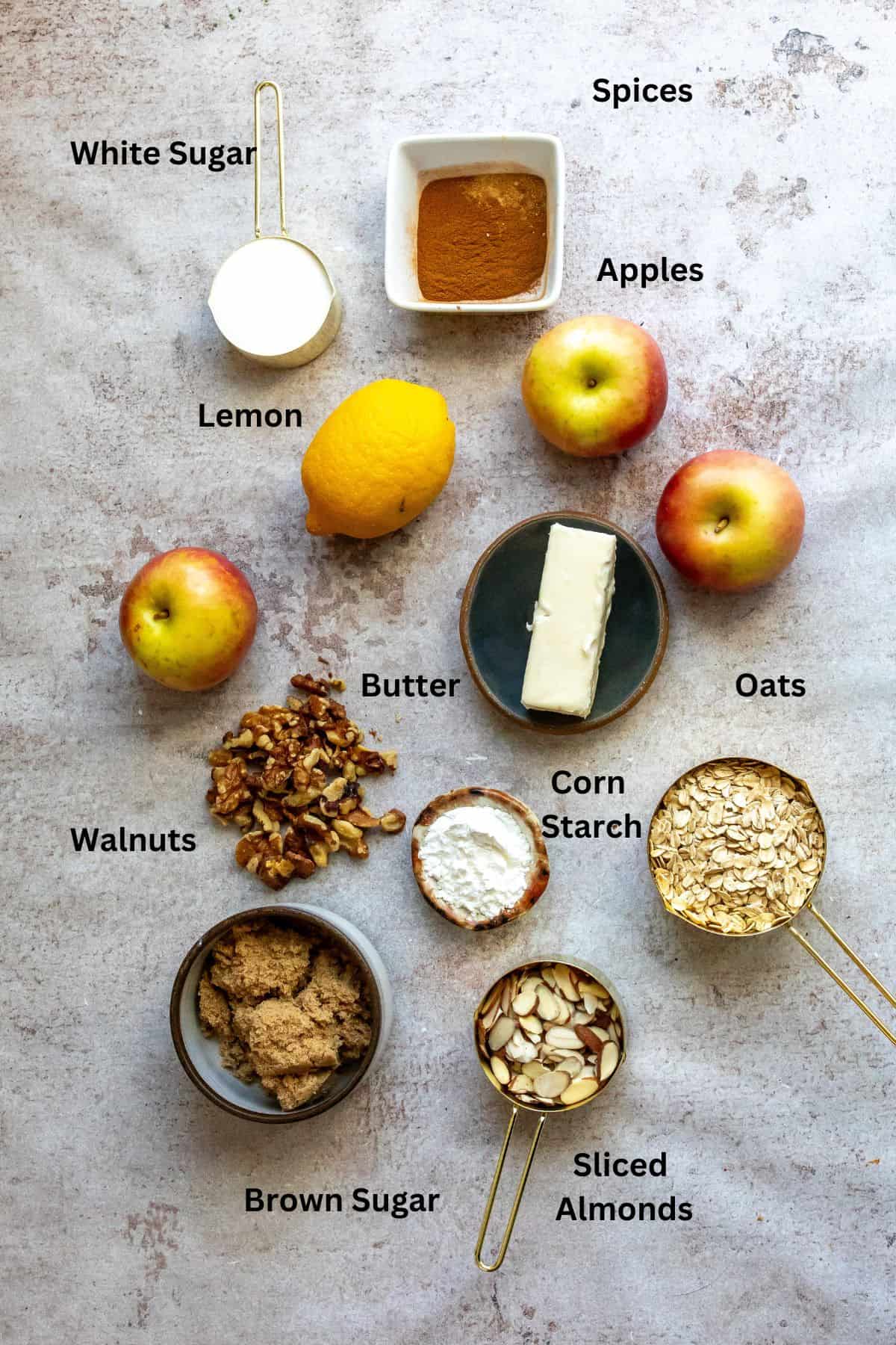 Ingredients needed to make this recipe on a counter. Overhead shot of ingredients.