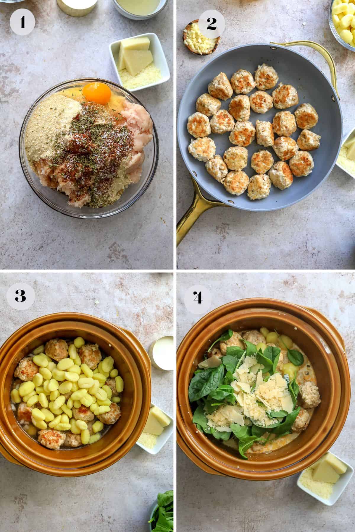 Steps to make this recipe in a brown slow cooker with ingredients in it. 