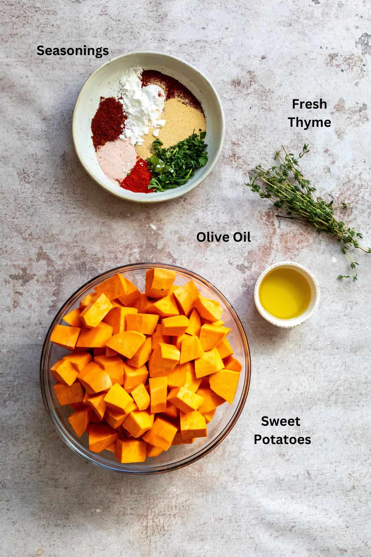 Overhead photo of ingredients laid out on a counter. 